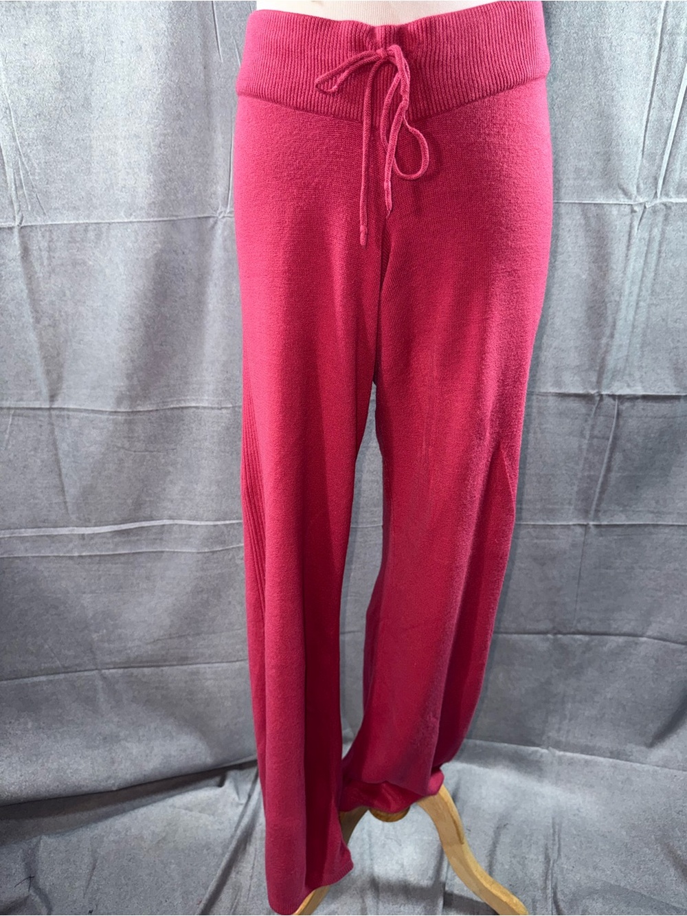 3175-Massimo Raspberry Wide-Leg Drawstring Knit Pants